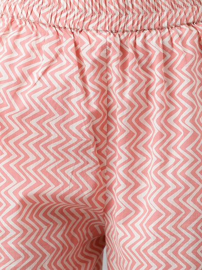  Pink Cotton Shirt Style Kurta Hem Cuffed Pant Co-ord Set -  world