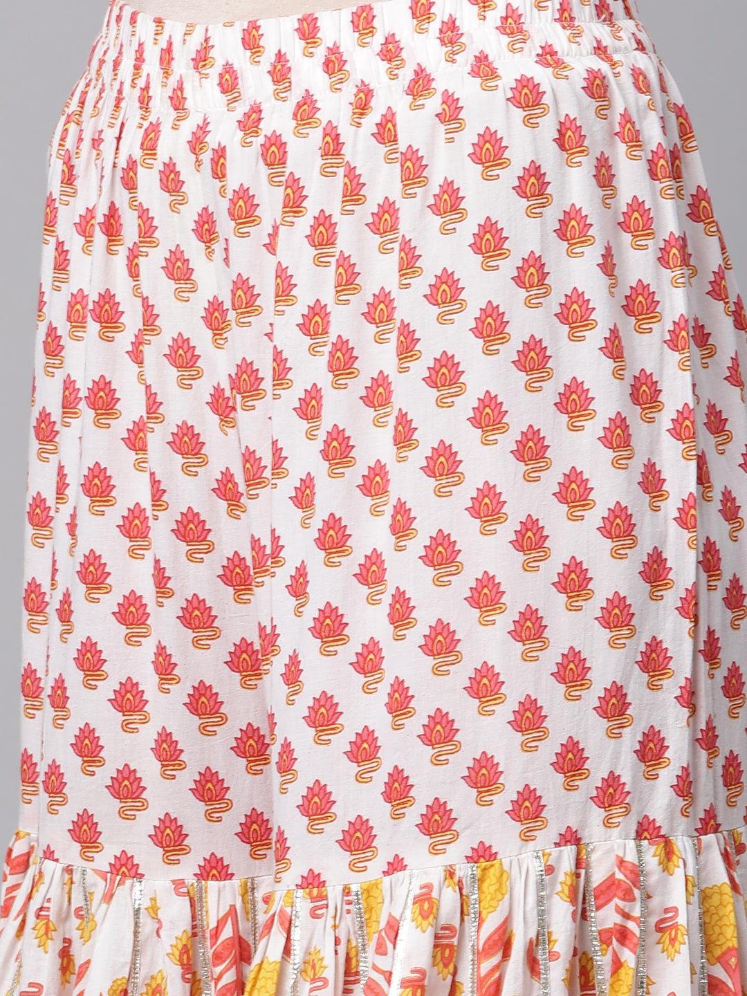  Yellow White Peplum Top Sharara Set with Dupatta - world.com