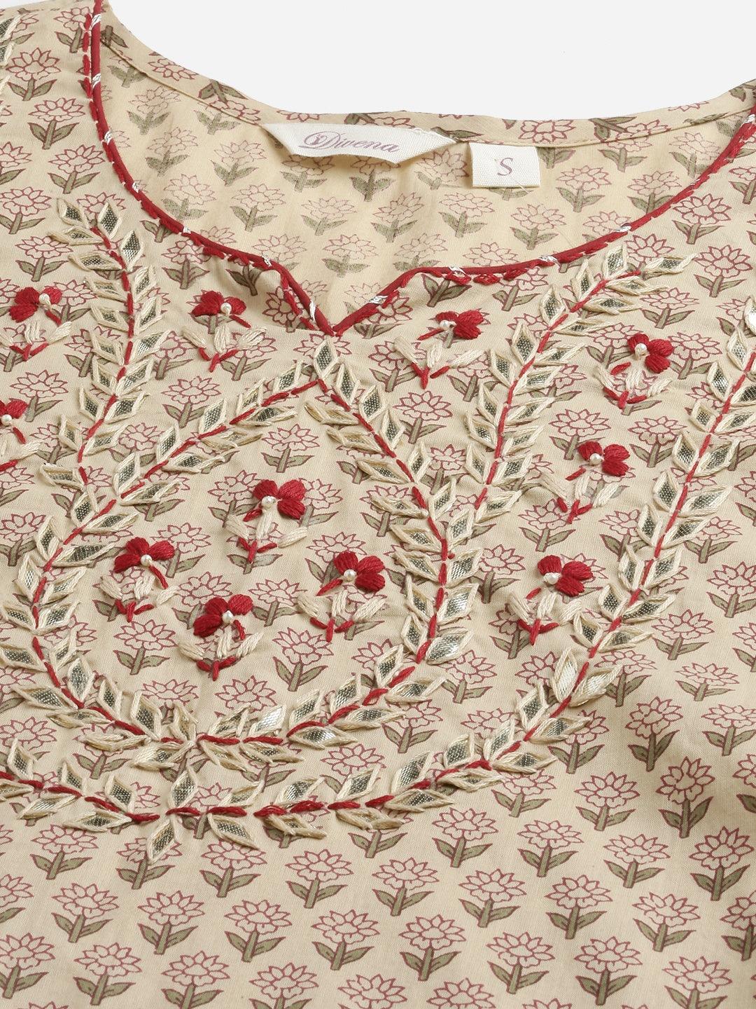  Beige Color Cotton Straight Kurta Pant Set with Dupatta -  world