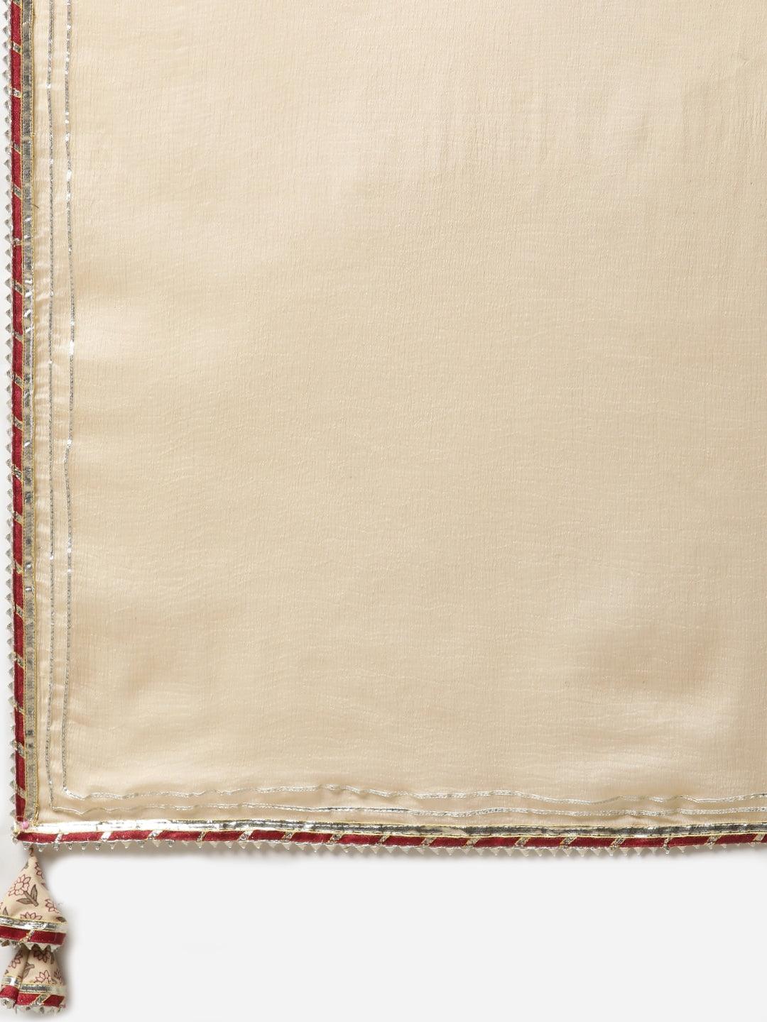  Beige Color Cotton Straight Kurta Pant Set with Dupatta -  world