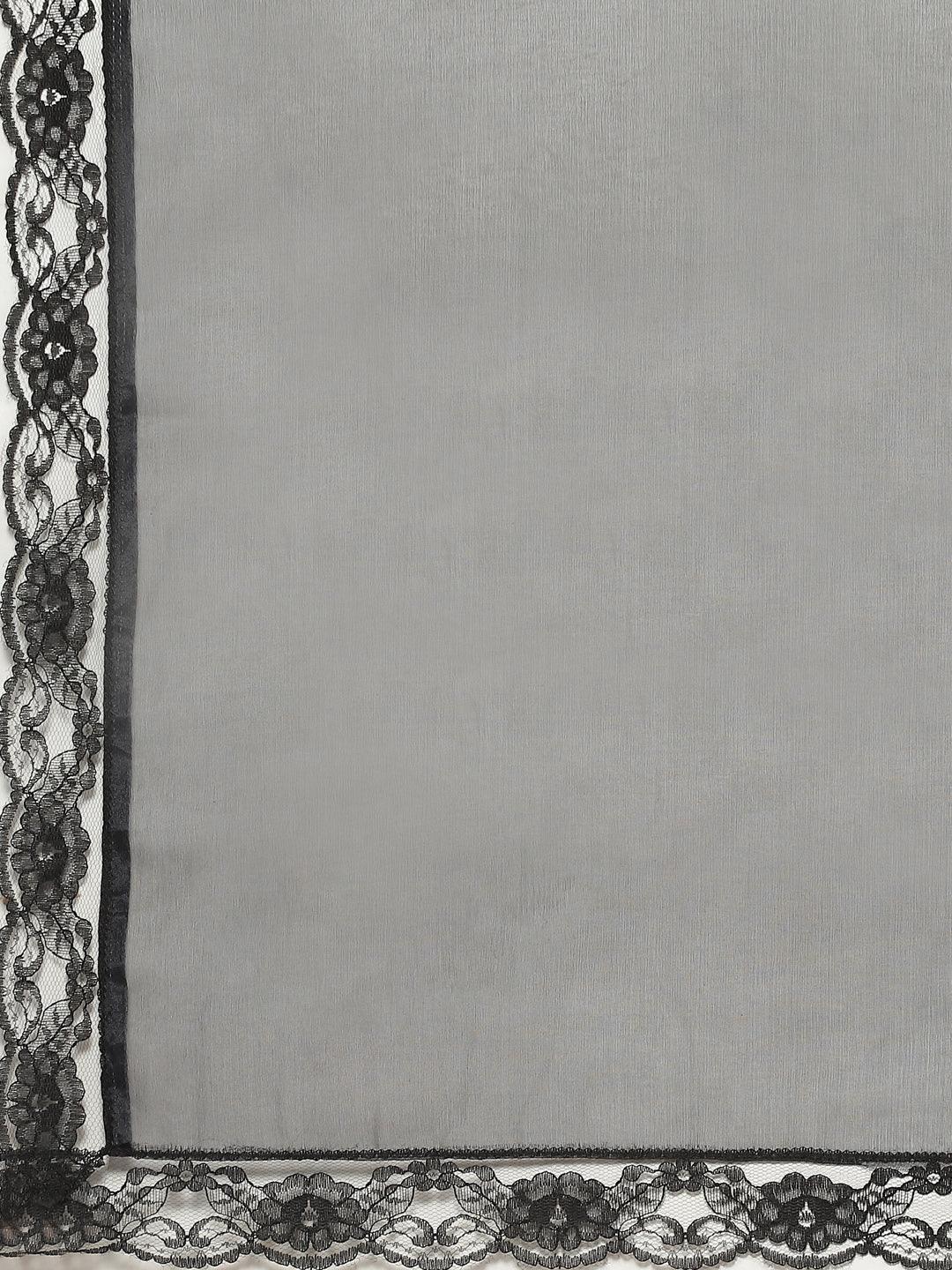  Black Burn out Velvet Kurta Haram Pant with Organza Dupatta -  world