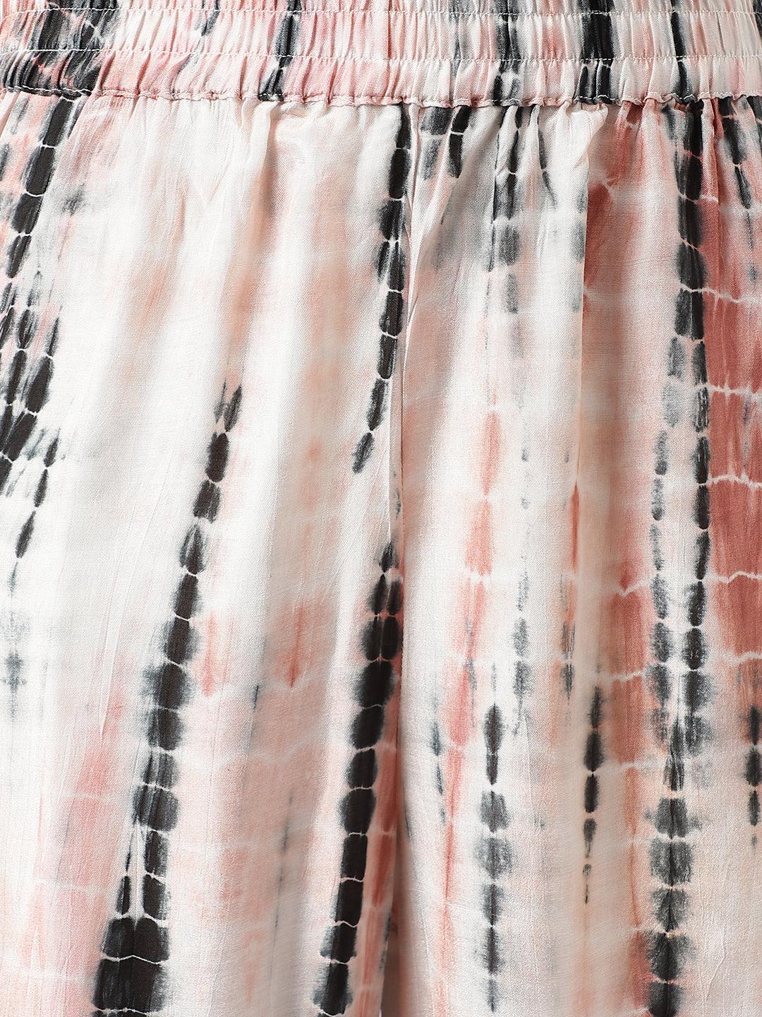  Cream Muslin Tie and Dye Kurta with Ham Cuffed Pant Set -  world