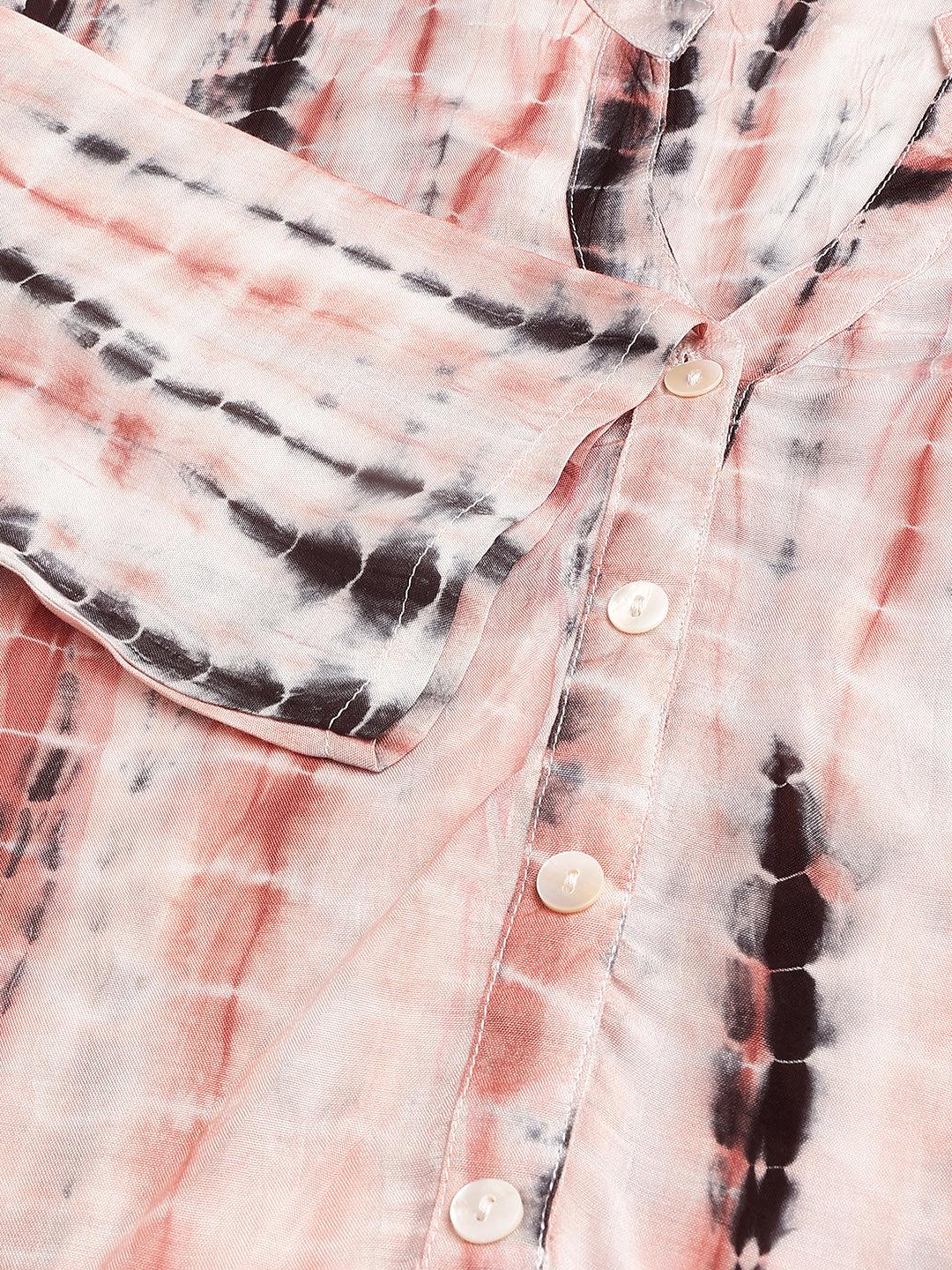  Cream Muslin Tie and Dye Kurta with Ham Cuffed Pant Set -  world