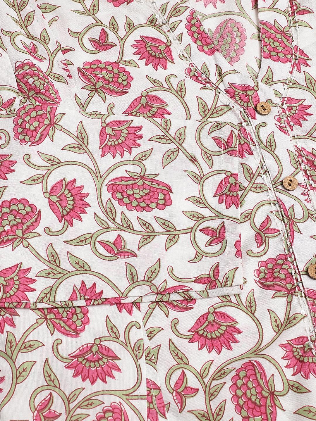  White Floral Printed Anarkali Kurta Palazoo Sets -  world