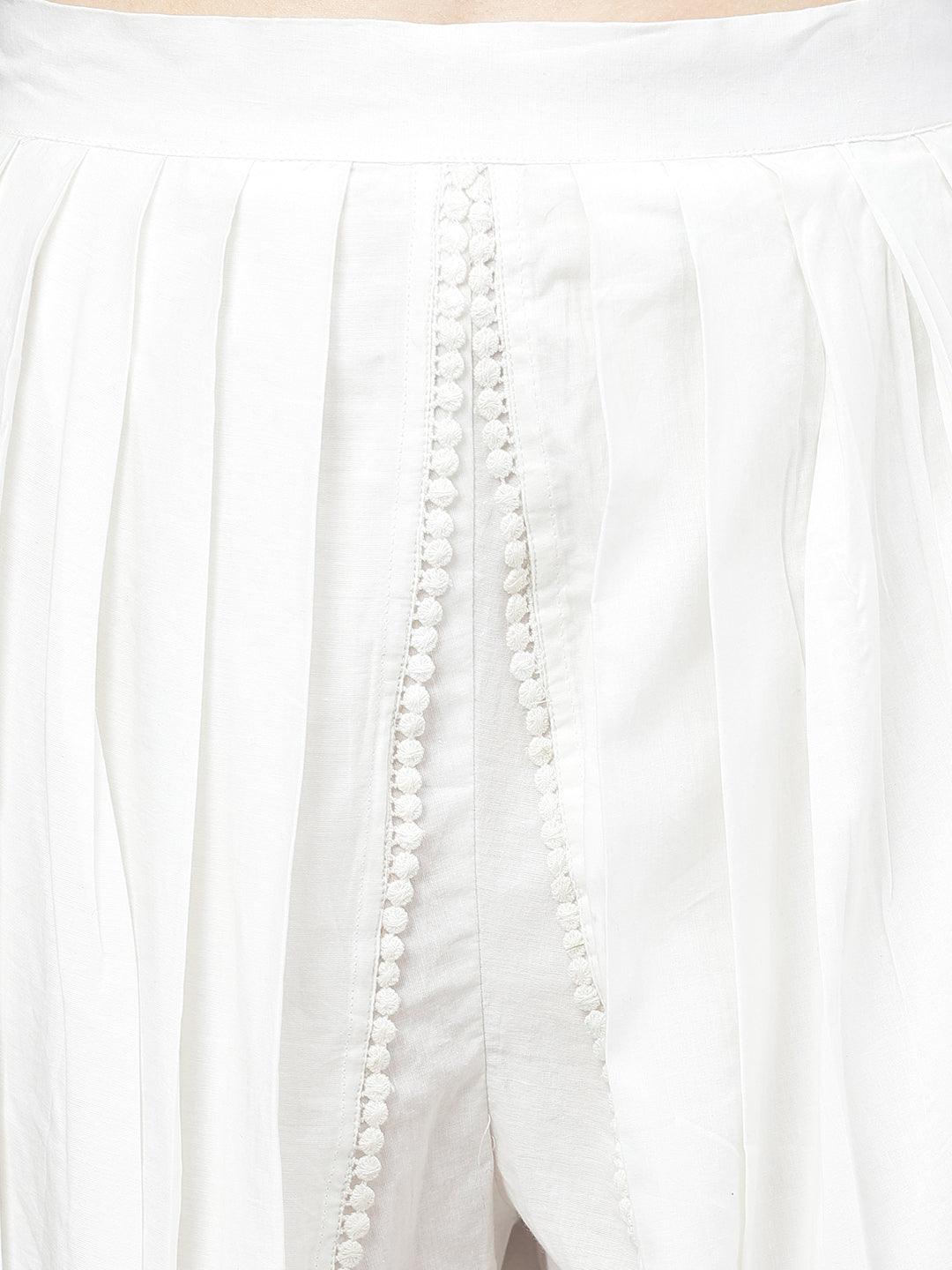  White Floral Printed Straight Kurta With tulip pant -  world