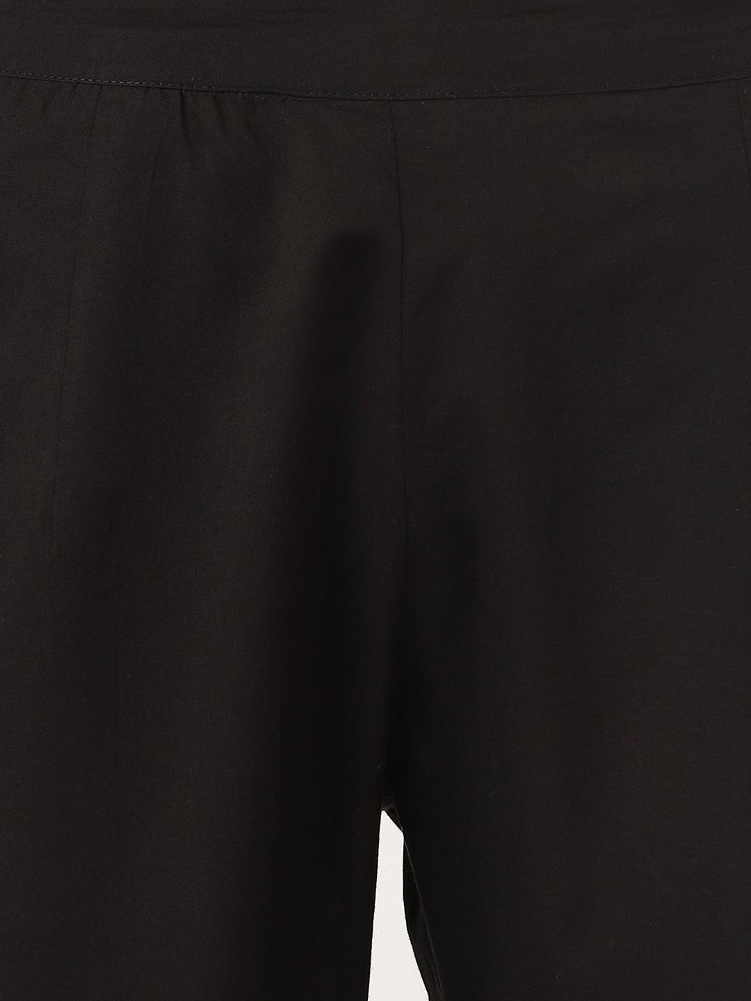  Black Solid Anarkali Kurta Pant set with Dupatta -  world