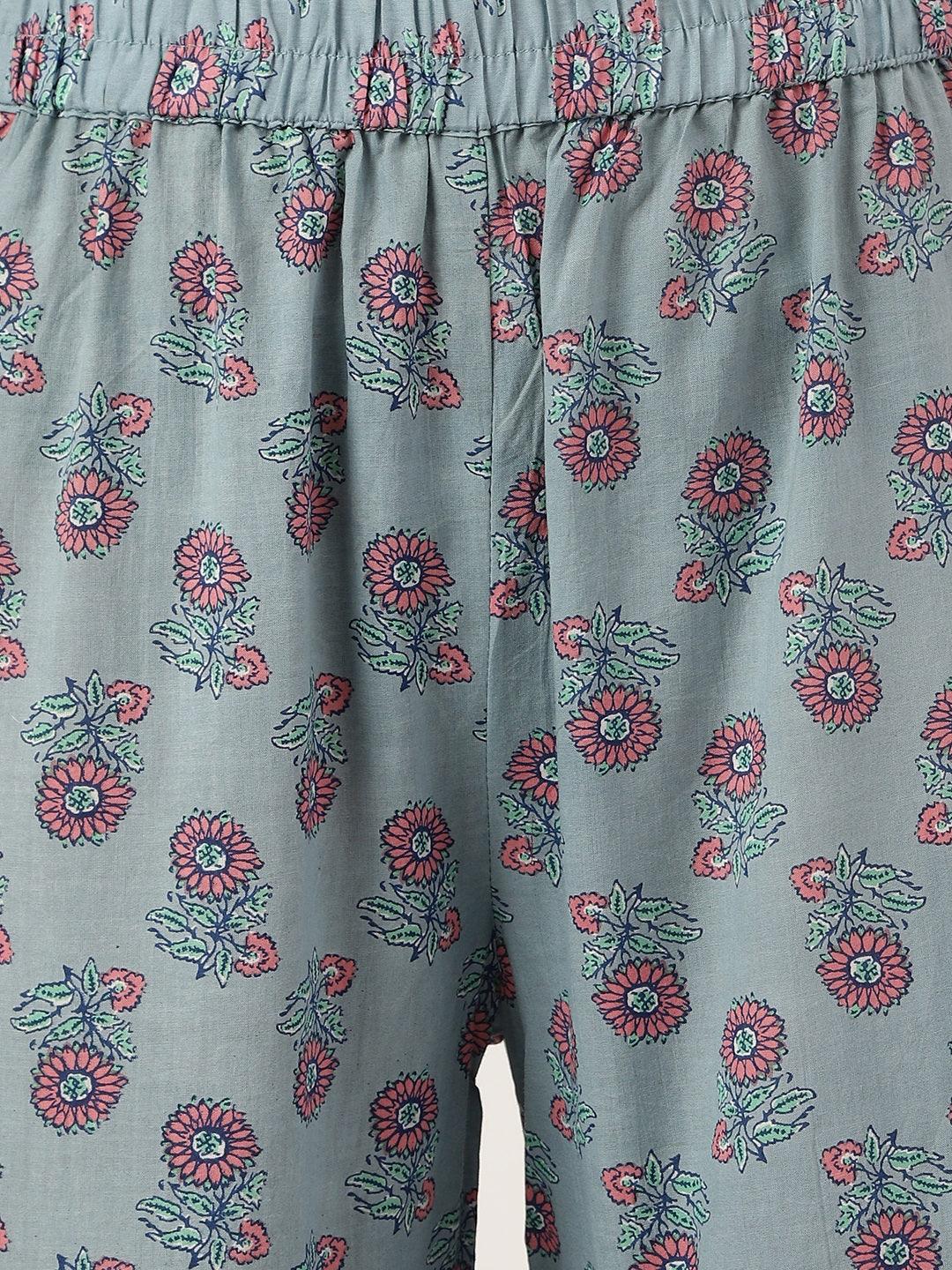  Turquoise Blue Cotton Sleeves less Anarkali Sharara set with Dupatta -  world