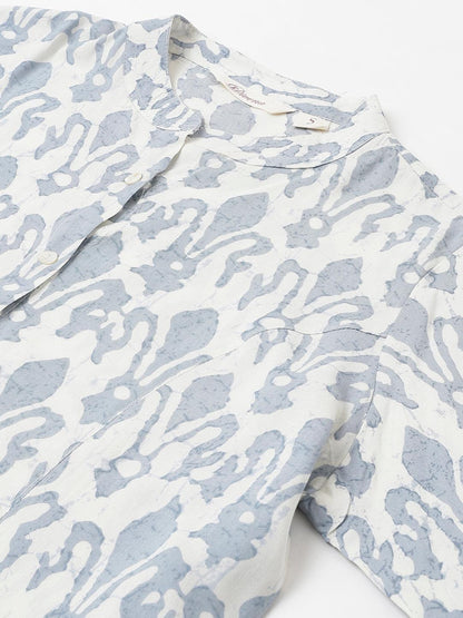  Off white Abstract printed Rayon A-line Shirts Style Top -  world