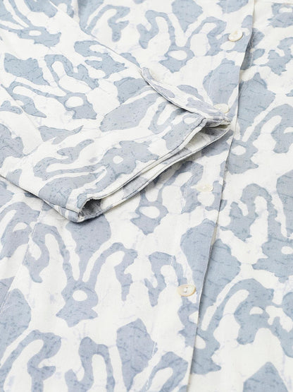  Off white Abstract printed Rayon A-line Shirts Style Top -  world