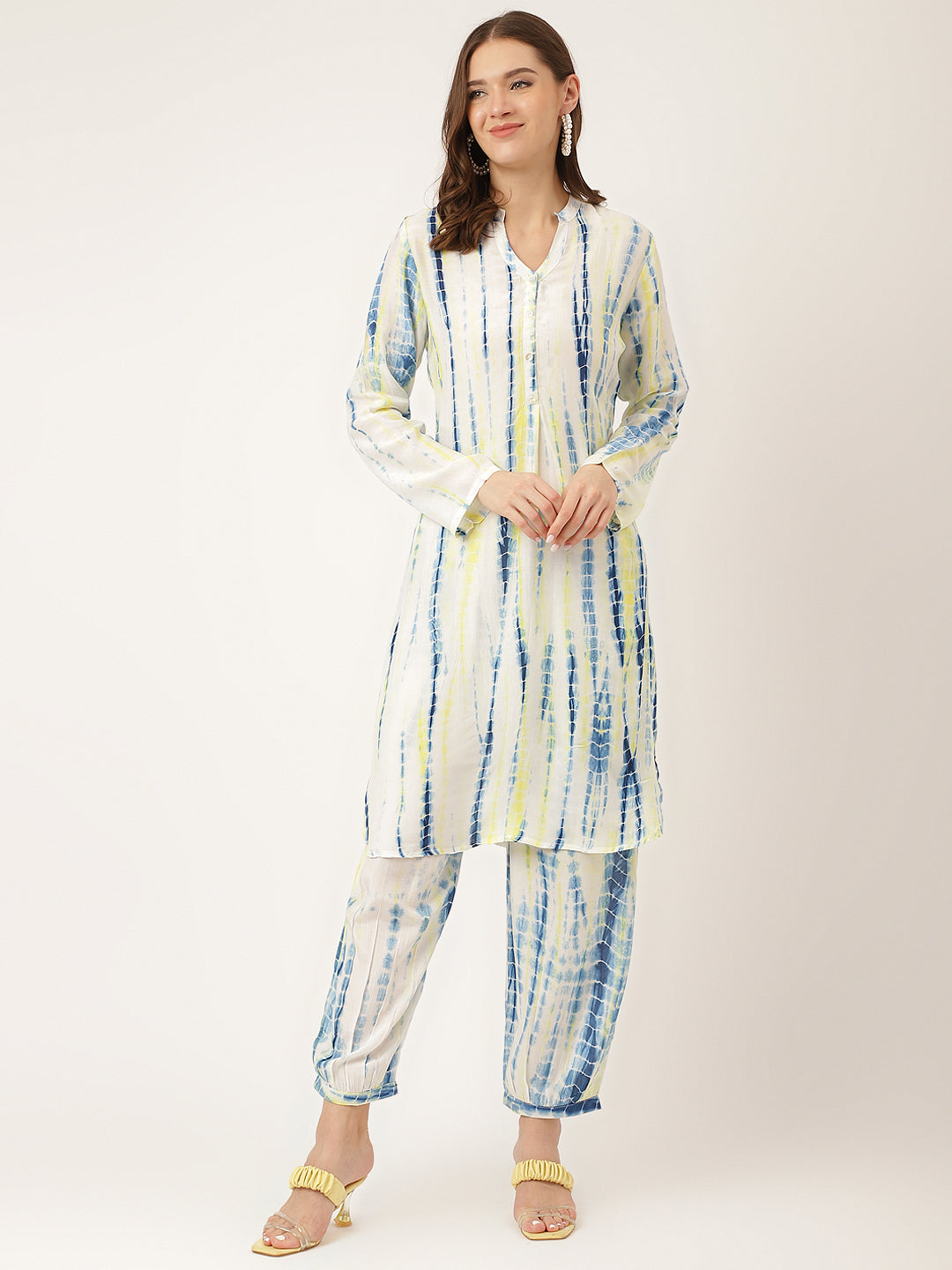Light Blue Tie Dye Muslin Co Ord Set