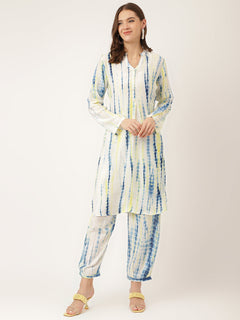 Light Blue Tie Dye Muslin Co Ord Set