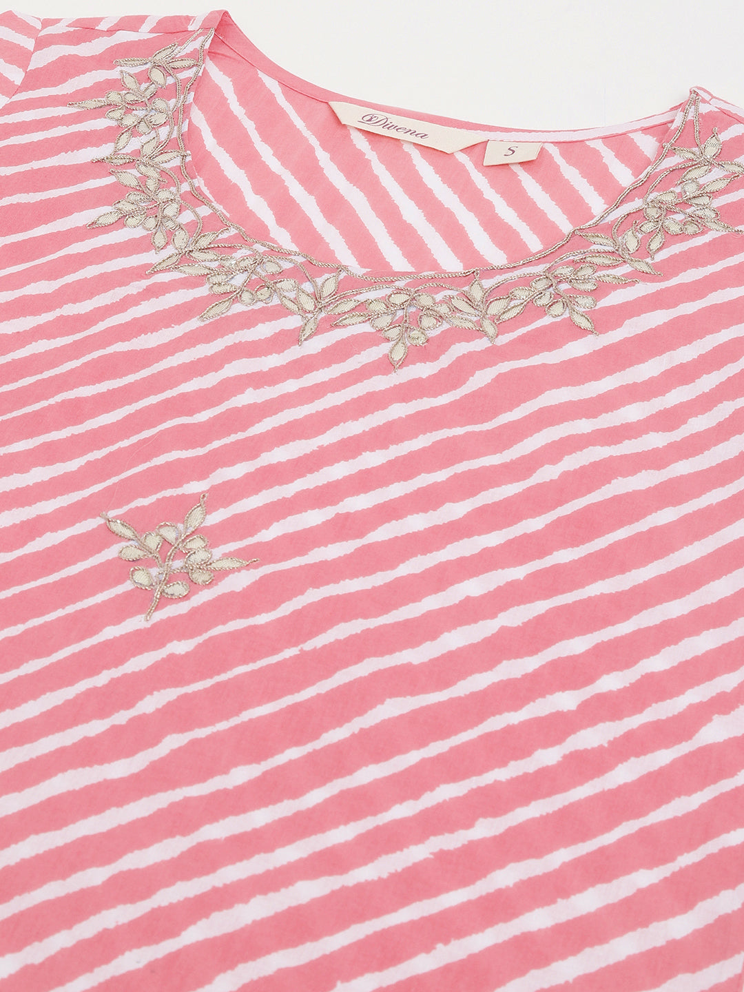 Stripe Print with Gota work cotton Straight Kurta