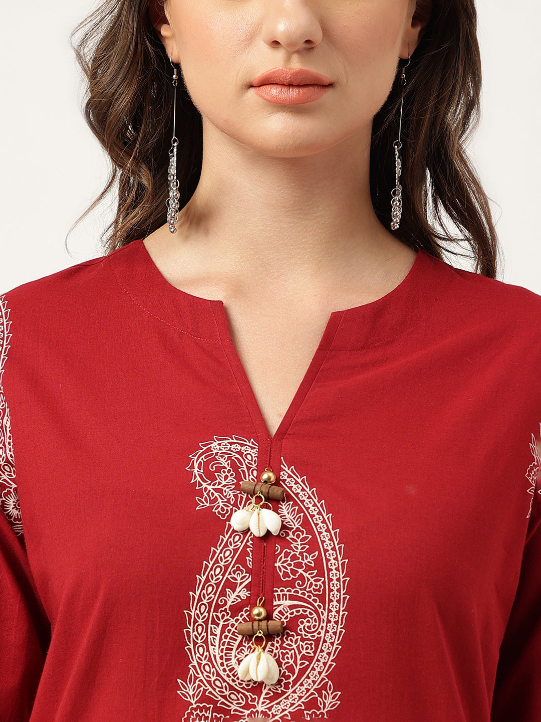 Maroon Paisley Print Cotton Co-ord Set