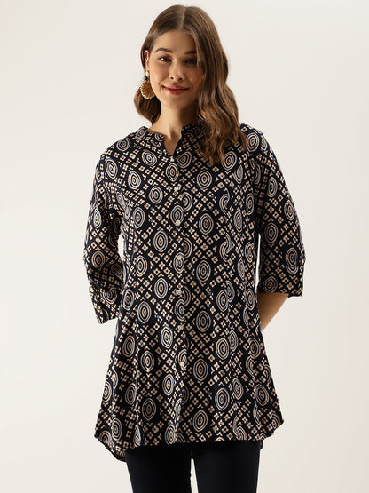 Black Asymetric Printed  top