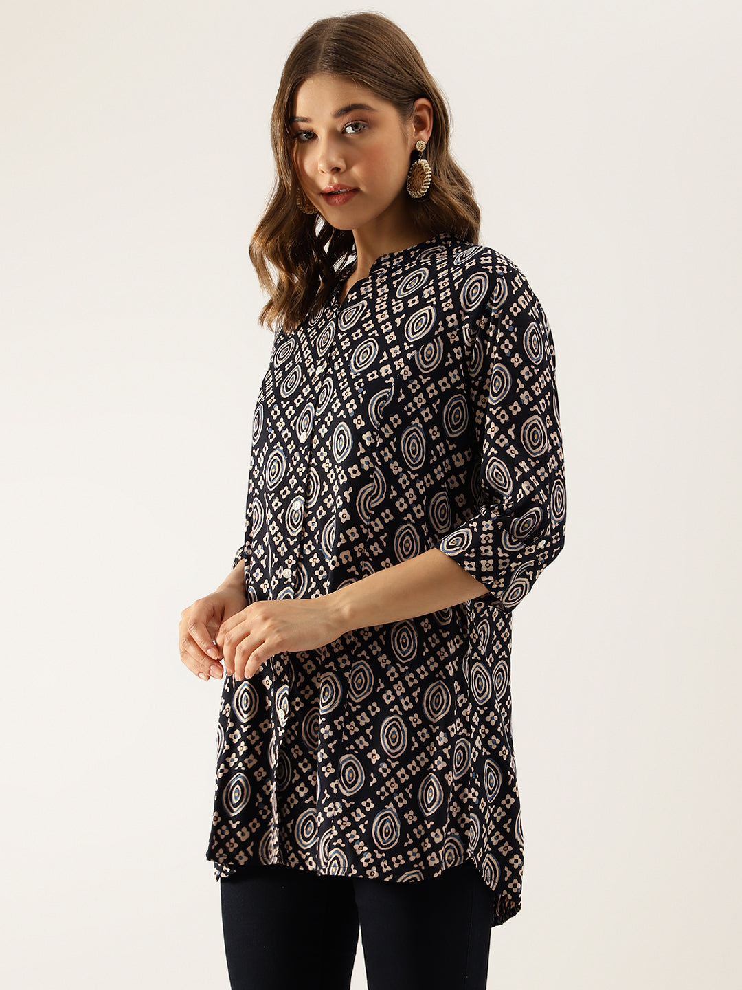 Black Asymetric Printed  top