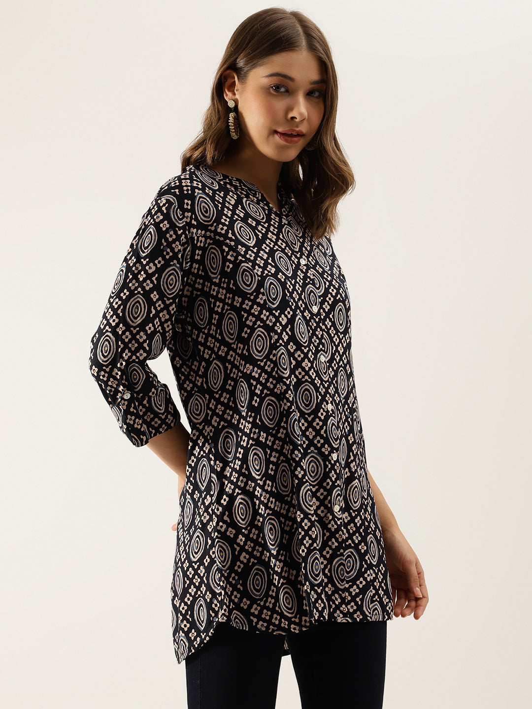 Black Asymetric Printed  top
