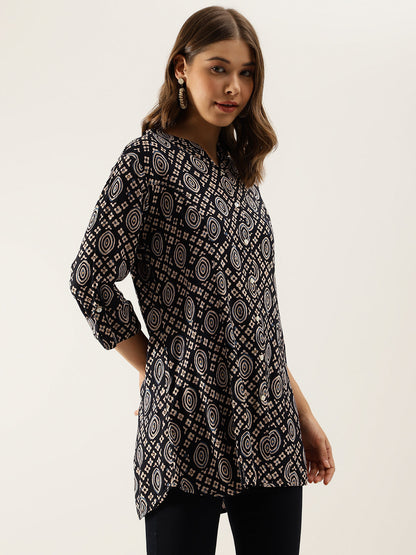 Black Asymetric Printed  top