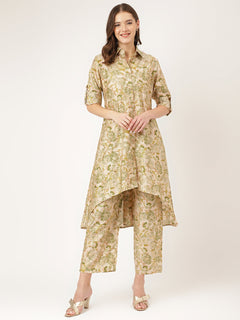 Green Foil Printed Chanderi Co-ord Set