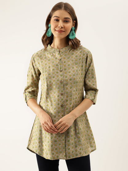 Green Floral Printed Top