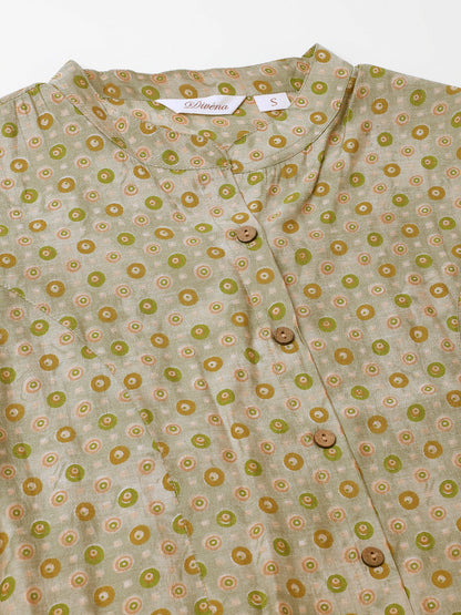 Green Floral Printed Top