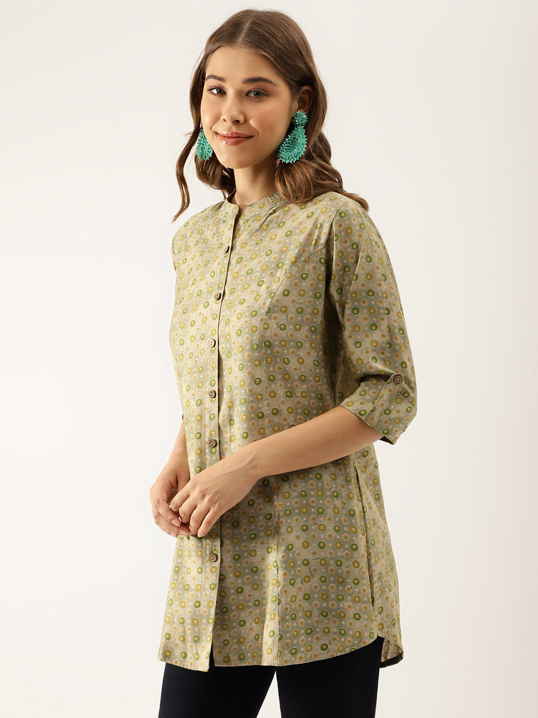 Green Floral Printed Top