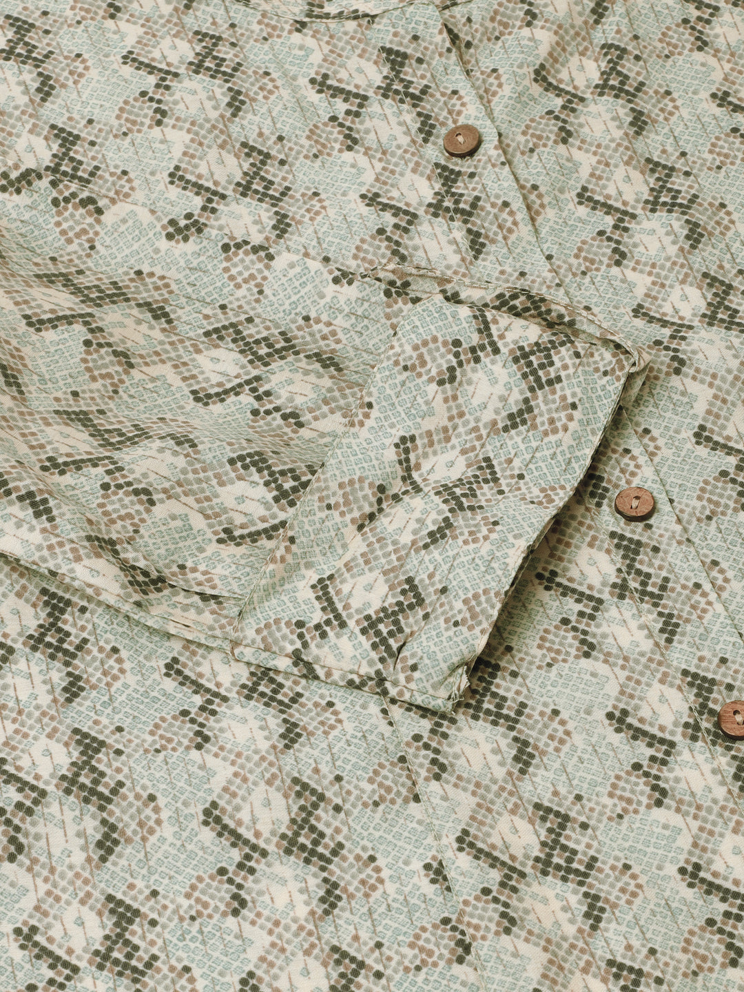 Sea Green Printed  Chanderi Regular Top