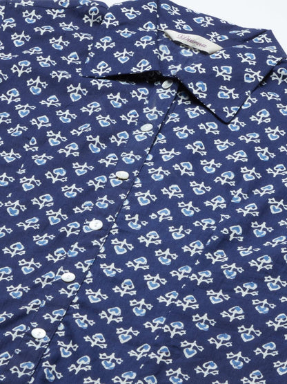  indigo Block Printed Casual Women Shirts -  world