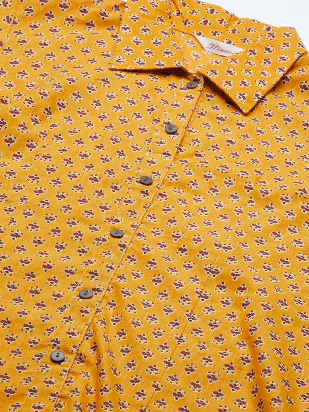  Yellow Block Printed Casual Women Shirts -  world
