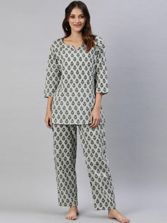 Grey Color Cotton Loungewear/Nightwear