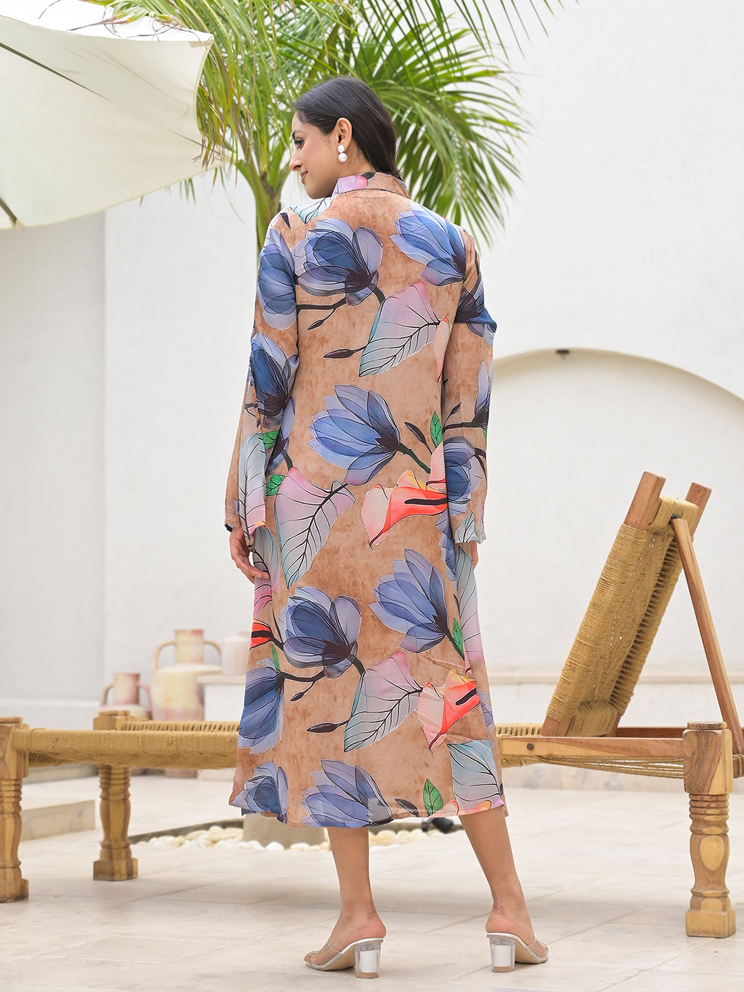 Blue Multi Digital Printed Chinon Kaftan