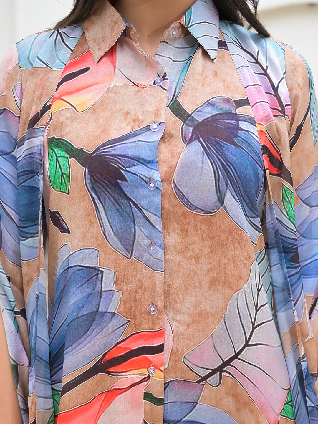 Blue Multi Digital Printed Chinon Kaftan