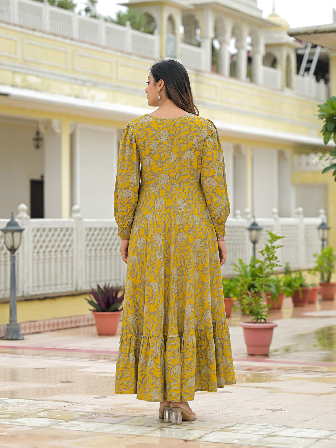 Mustard Rayon Flare Dress
