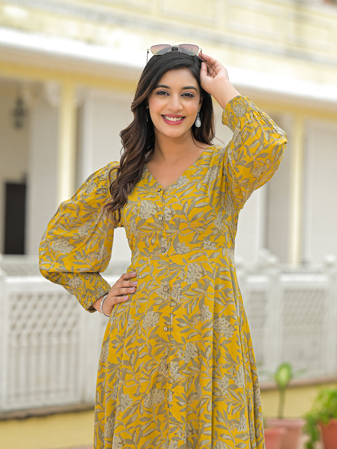 Mustard Rayon Flare Dress