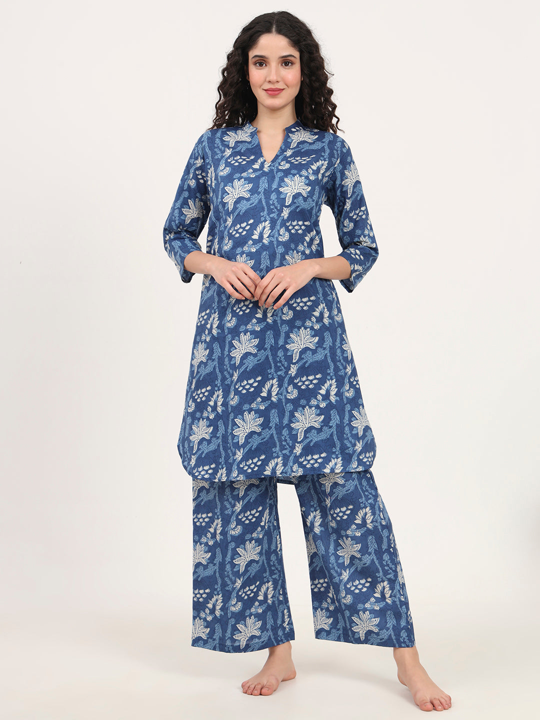 Indigo Blue cotton Night Suit Set for women