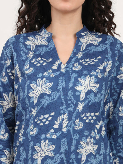 Indigo Blue cotton Night Suit Set for women