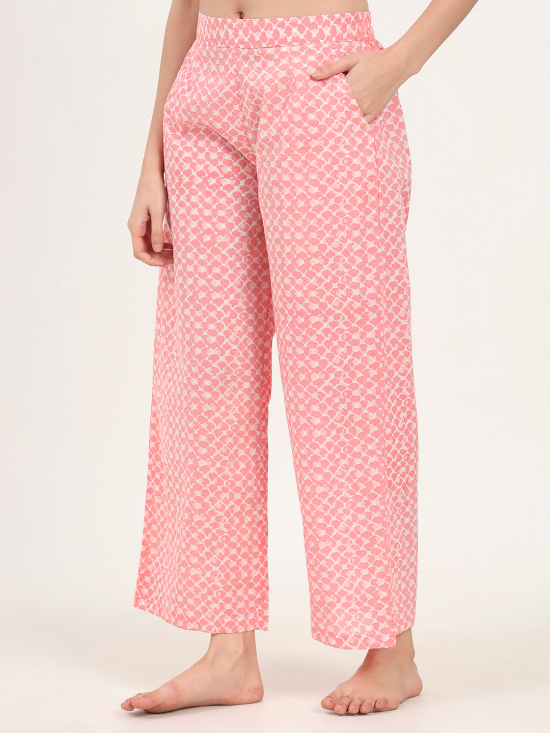 Light Pink Cotton Night Suit Set for women