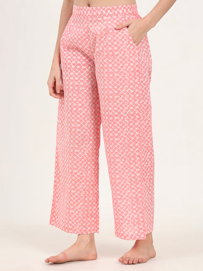 Light Pink Cotton Night Suit Set for women