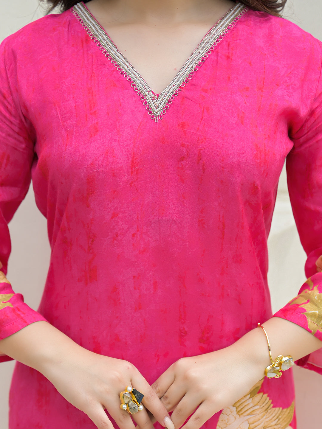 Pink Muslin Digital Print Kurta Pant Set With Dupatta