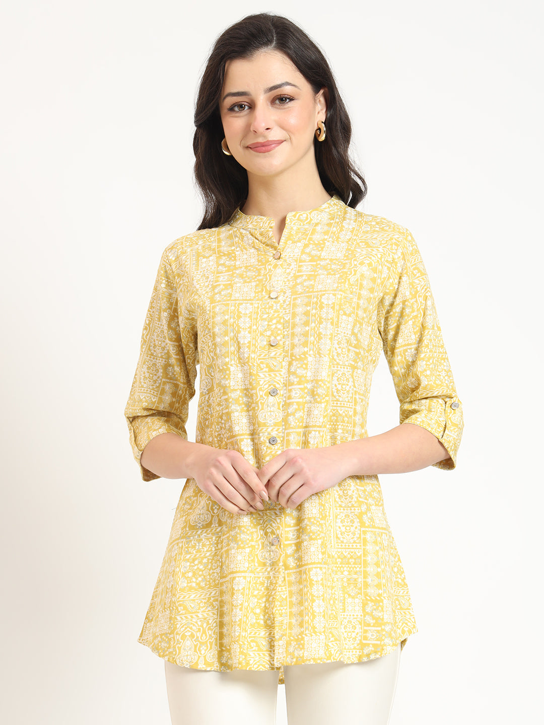 Yellow Cotton Fabric Straight Top