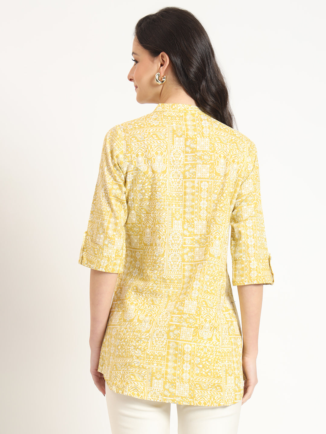 Yellow Cotton Fabric Straight Top