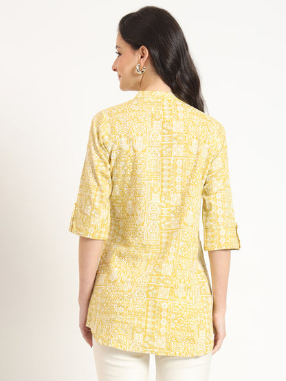 Yellow Cotton Fabric Straight Top