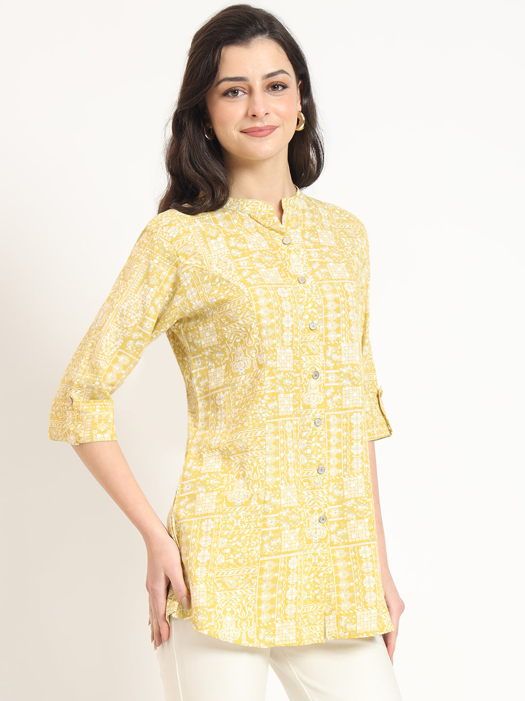 Yellow Cotton Fabric Straight Top