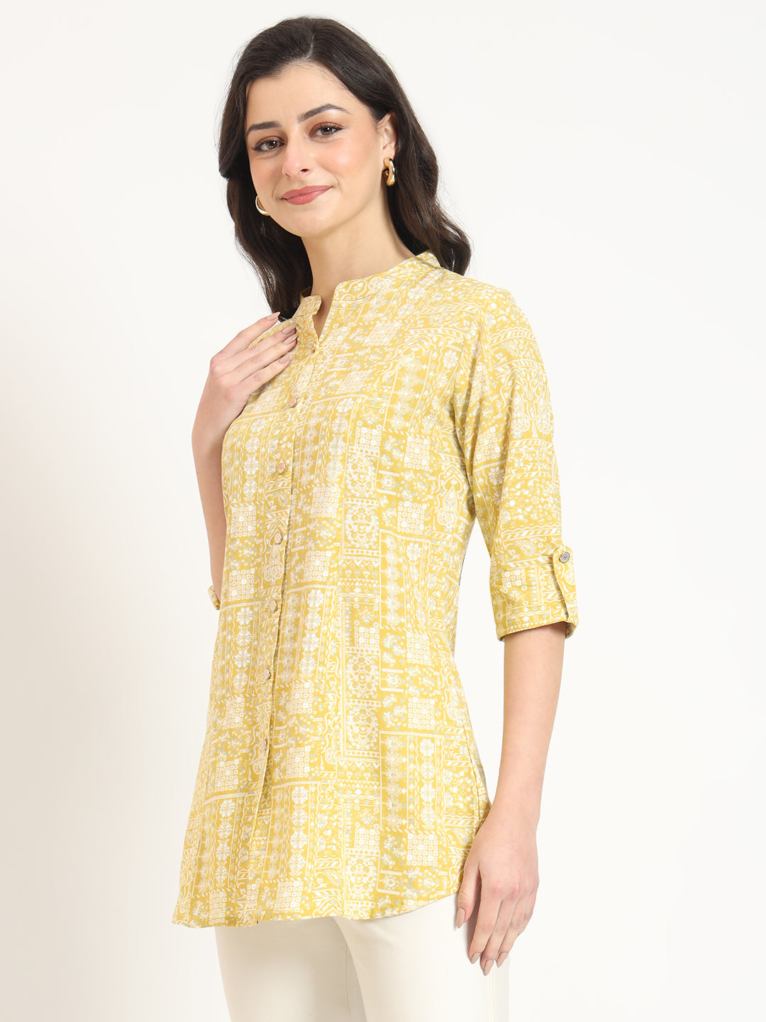 Yellow Cotton Fabric Straight Top