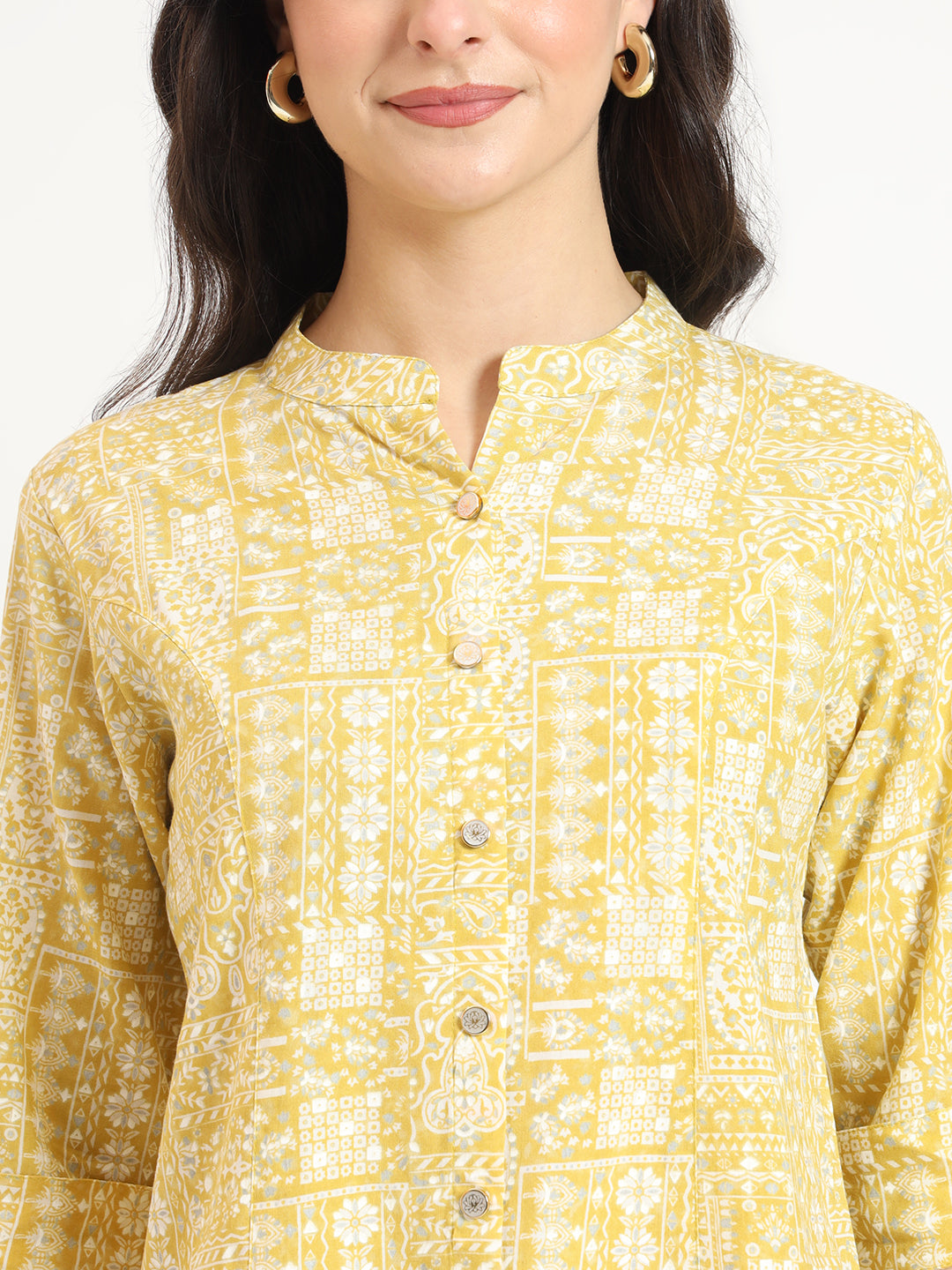 Yellow Cotton Fabric Straight Top
