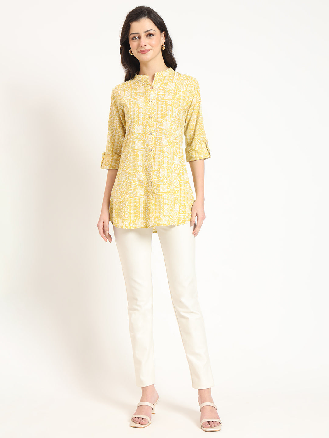 Yellow Cotton Fabric Straight Top