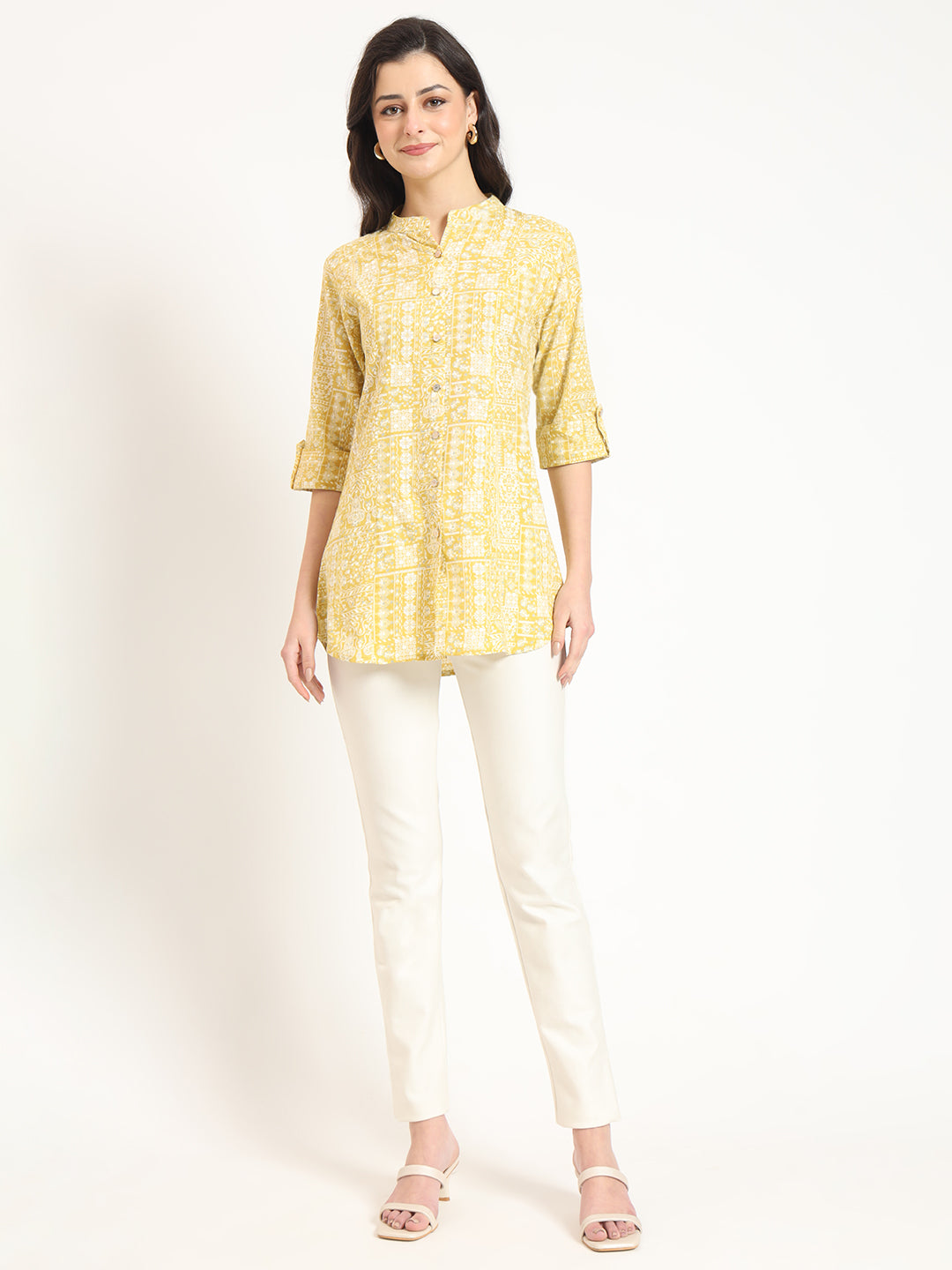 Yellow Cotton Fabric Straight Top