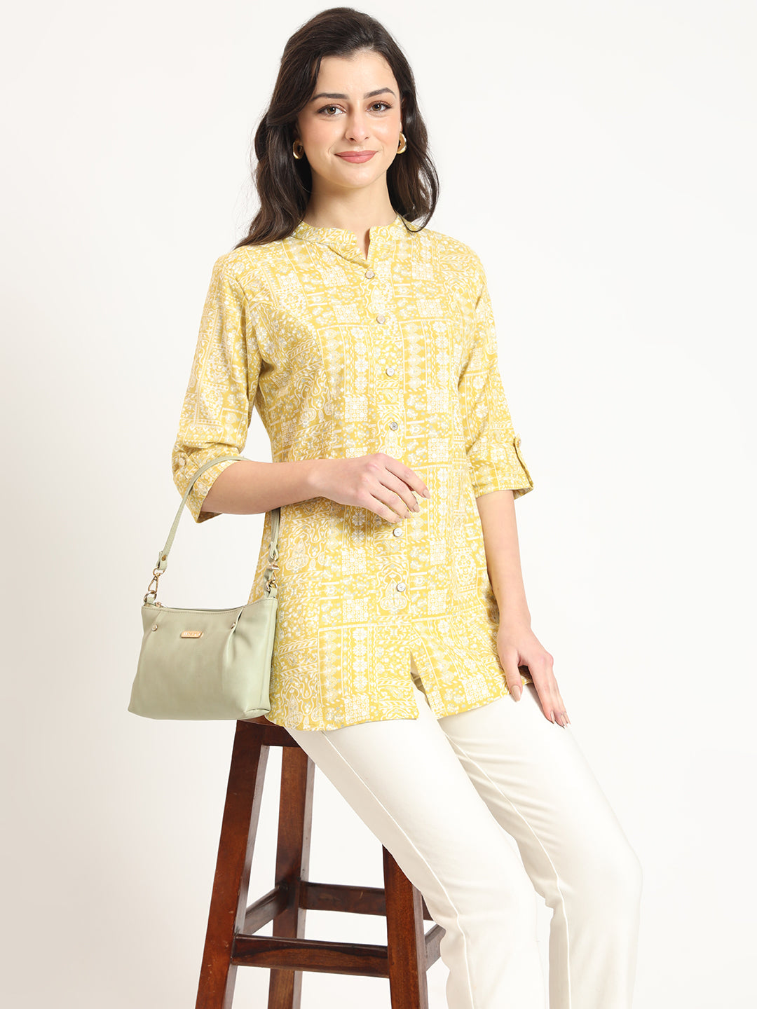 Yellow Cotton Fabric Straight Top