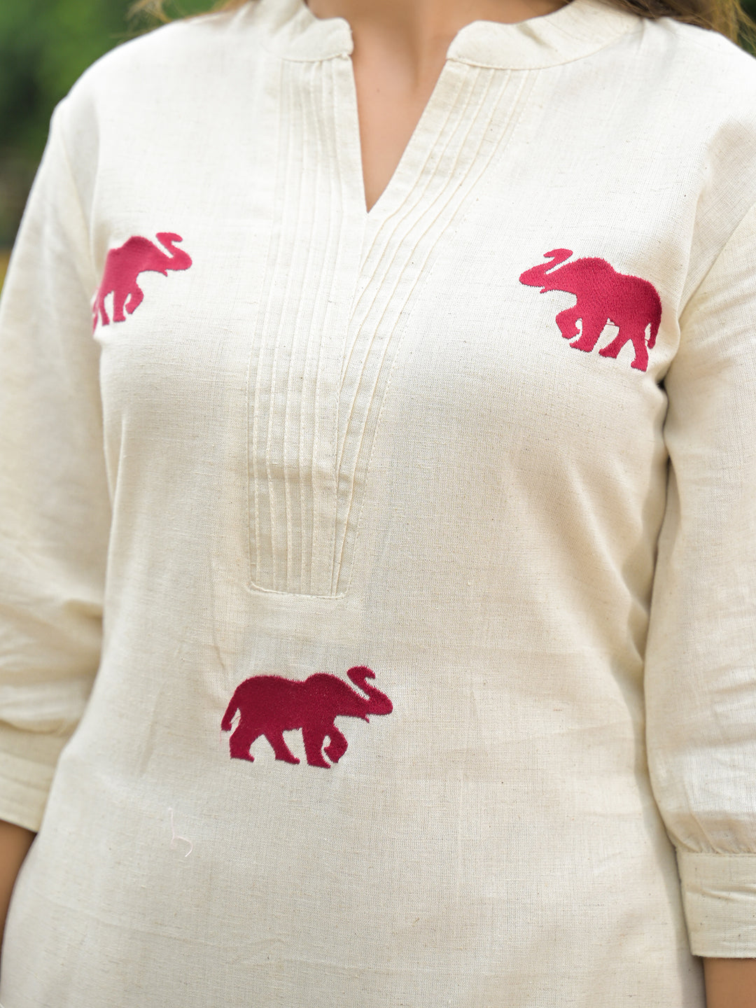 Off White Embroidered Cotton A-line Kurta Pant Sets