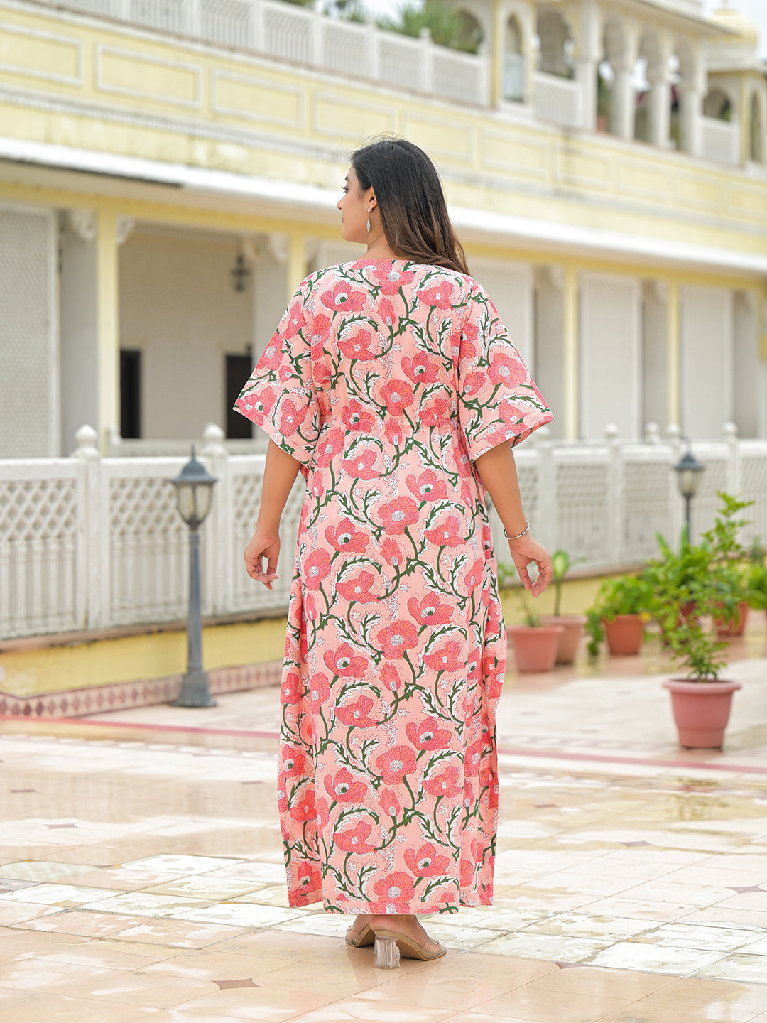 Pink Cotton Kaftaan Dress
