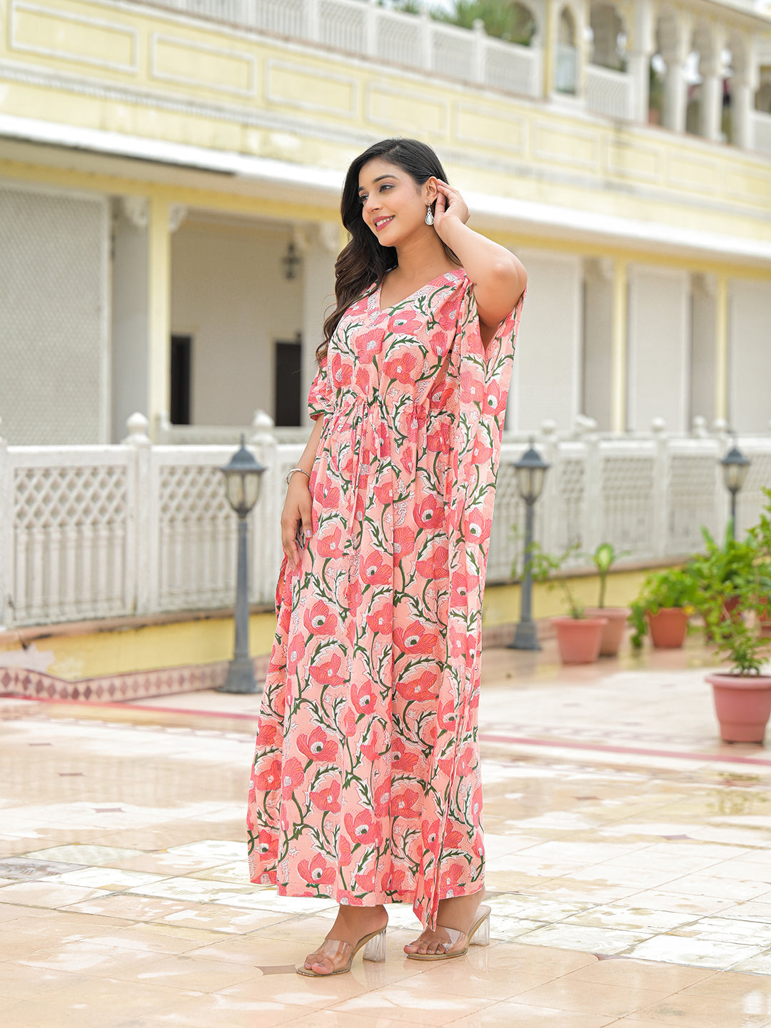 Pink Cotton Kaftaan Dress